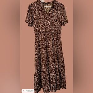 Floral Print Midi Dress🤎
